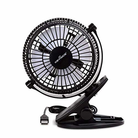 Picture of KEYNICE USB Desk Fan, 4 Inch Table Fans, Mini Clip on Fan, Portable Cooling Fan with 2 Speed, USB Powered Stroller Fan, 360° Rotate USB Fan, Personal Quiet Electric Fan for Home Office Camping- Black