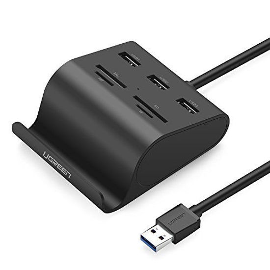 Picture of UGREEN USB Card Reader USB 3.0 Hub 3 Ports with SD TF MS M2 Card Adapter and Phone Stand Dock Combo for iMac, MacBook Pro Air, Macbook Retina, Mac Mini, Windows Surface Pro, IdeaPad, PC, Laptop,Tablet