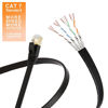 Picture of Cat 7 Ethernet Cable 50 ft Shielded, Durable Flat Internet Lan Computer patch cord, faster than Cat5e/cat6, High Speed Cat7 RJ45 Solid Network Wire for Router, Modem, Xbox, PS4, Camera, Hubs - Black