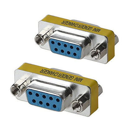 Picture of WOVTE DB9 Female to Female Mini Gender Changer Coupler Adapter Connector Pack of 2