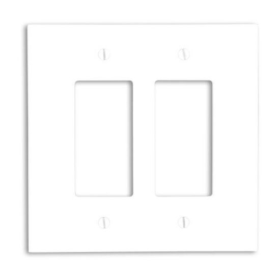 Picture of Leviton 88602 2-Gang Decora/GFCI Device Decora Wallplate, Oversized, Thermoset, Device Mount, White