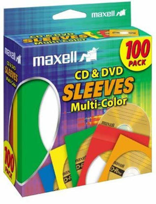 Picture of Maxell 190132 CD & DVD Paper Storage Envelope Sleeves with Heavy-duty Paper and Clear Plastic Window Multi-Color 100 Pack (Paper)