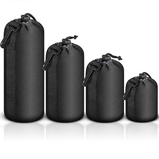 Picture of Selens 4 Pack Lens Cases with Thick Protective Neoprene Camera Lens Pouch Set for DSLR Camera Lens Sony Nikon Olympus Panasonic - Size: Small, Medium, Large and Extra Large Pouches