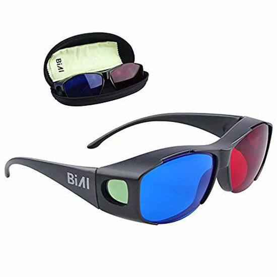 Picture of BIAL 2 Pack Red-Blue 3D Glasses with Case Glassese Cloth Cyan Anaglyph Simple Style 3D Movie Game- Extra Upgrade