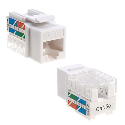 Picture of Cat5e Ethernet RJ-45 Keystone Jack Cat5 Punch-Down Network White - Choose a Pack of 5/10/20/30/50 (10)