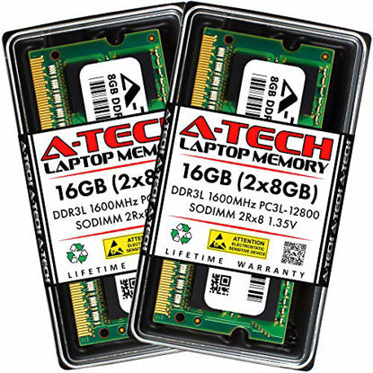 Picture of A-Tech 16GB (2x8GB) DDR3 / DDR3L 1600MHz SODIMM PC3L-12800 2Rx8 1.35V CL11 Non-ECC Unbuffered 204-Pin SO-DIMM Notebook Laptop RAM Memory Upgrade Kit