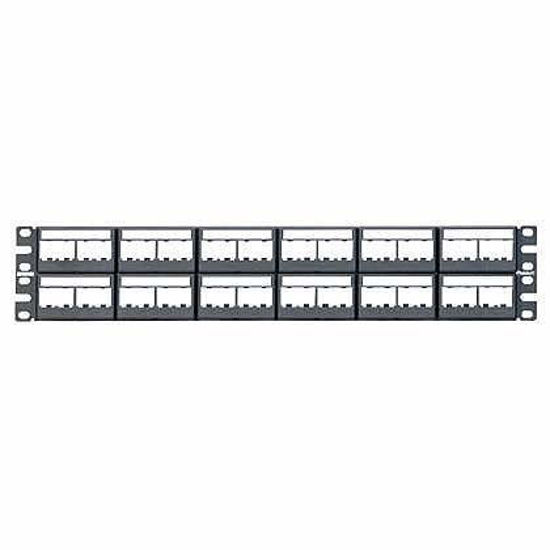 Picture of Panduit CPPL48WBLY Patch Panel, Mini-Com, 48 Port, w/12 CFFPL4 Faceplates, 2RMU, Black