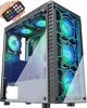 Picture of MUSETEX Phantom Black ATX Mid-Tower Case with USB 3.0 and 6 ×120mm ARGB Fans, Tempered Glass Panels Gaming PC Case Computer ChassisG05MN6-HB