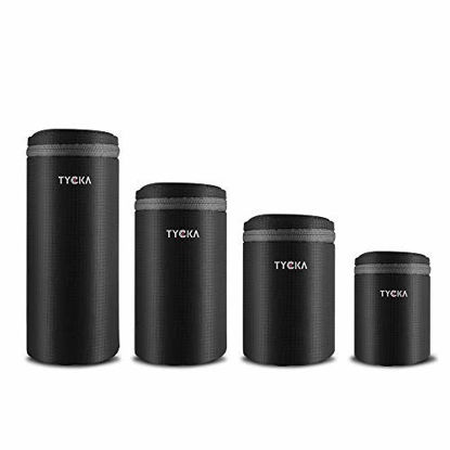 Picture of Tycka Lens Pouch, Water Resistant Camera Lens Case Bag with Zipper for DSLR Camera Lens 4 Sizes, Black