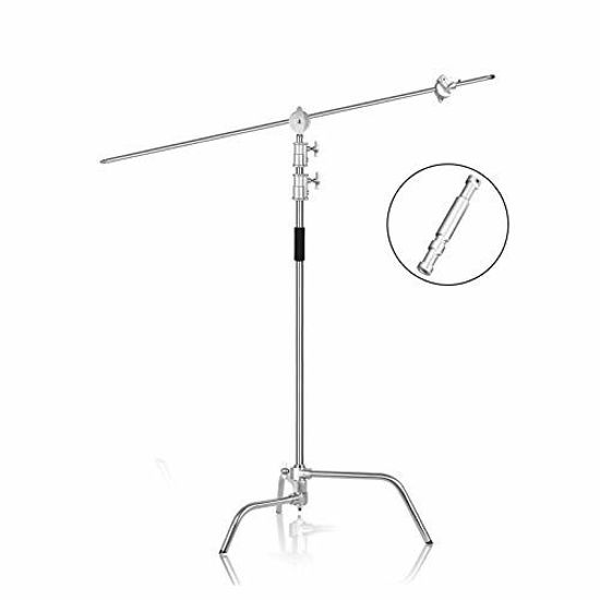 Picture of Emart Heavy Duty C Stand Max Height 10ft /300cm, Adjustable Photography Stand with 4.2ft/128cm Holding Arm 2 Pieces Grip Head and Baby Pin for Photography Reflector, Softbox, Monolight