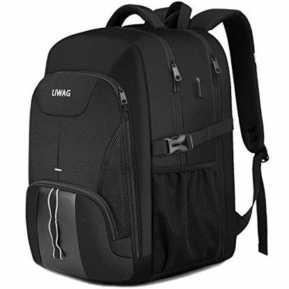 Picture of Extra Large Backpack for Men 50L,Durable Travel Laptop Backpack Gifts for Women Men with USB Charging Port,TSA Friendly Big Business Computer Bag College School Bookbags Fit 17 Inch Laptops,Black