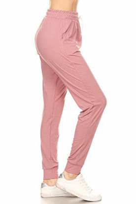 Picture of Leggings Depot JGA128-MAUVE-XL Solid Jogger Track Pants w/Pockets, X-Large