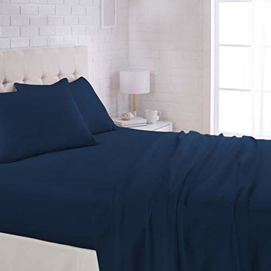 Picture of Amazon Basics Microfiber Sheet Set, Queen, Navy Blue