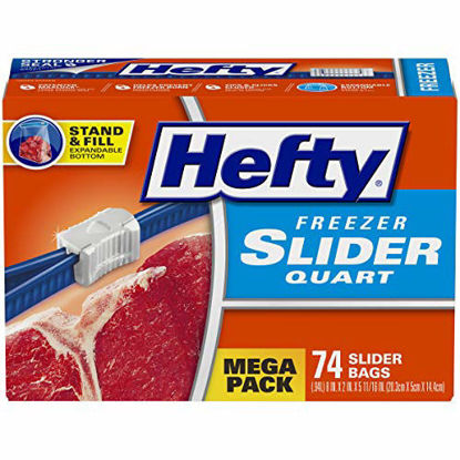 Picture of Hefty Slider Freezer Storage Bags, Quart Size, 74 Count