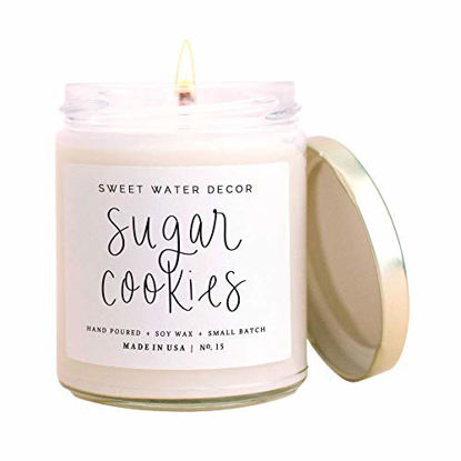 Picture of Sweet Water Decor Sugar Cookies Candle | Buttercream Frosting and Vanilla Winter Holiday Scented Soy Wax Candle for Home | 9oz Clear Glass Jar, 40 Hour Burn Time, Made in the USA