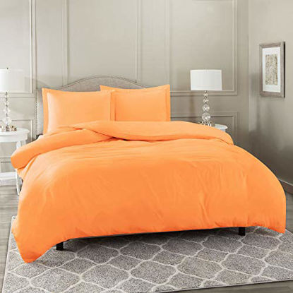 Picture of Nestl Duvet Cover 3 Piece Set - Ultra Soft Double Brushed Microfiber Hotel Collection - Comforter Cover with Button Closure and 2 Pillow Shams, Light Orange - California King 98"x104"
