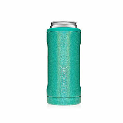 Picture of BrüMate Hopsulator Slim Double-walled Stainless Steel Insulated Can Cooler for 12 Oz Slim Cans (Glitter Peacock)