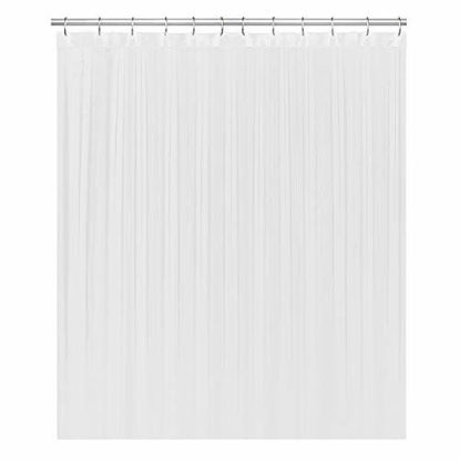 Picture of LiBa Fabric Bathroom Shower Curtain, 72" W x 72" H White Heavy Duty Waterproof Shower Curtain Antimicrobial Mildew Resistant