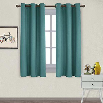 Picture of NICETOWN Thermal Insulated Solid Grommet Blackout Curtains/Drapes/Panels for Dining Room (Sea Teal, 1 Pair, 42 by 63-Inch)