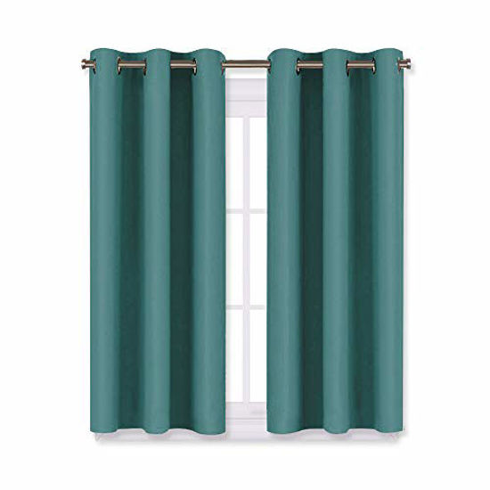 Picture of NICETOWN Bedroom Curtain Panels Blackout Draperies, Thermal Insulated Solid Grommet Blackout Curtains/Drapes (Sea Teal, One Pair, 29 by 45-Inch)