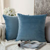 Picture of MIULEE Pack of 2 Velvet Pillow Covers Decorative Square Pillowcase Soft Solid Light Blue Cushion Case for Sofa Bedroom Car 22 x 22 Inch 55 x 55 cm