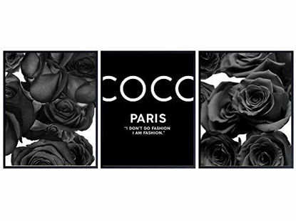 Picture of COCO Quote Set - Glam Wall Decor Art Print Set - Chic Modern Fashion Design Home Decor for Bedroom, Living Room, Bathroom, Office - Luxury Gift for Women, Fashionistas - Elegant Black