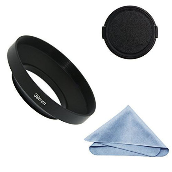 Picture of SIOTI Camera Wide Angle Metal Lens Hood with Cleaning Cloth and Lens Cap Compatible with Leica/Fuji/Nikon/Canon/Samsung Standard Thread Lens(39mm)