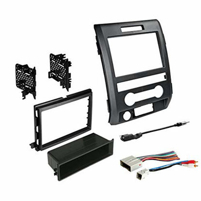 Picture of Single or Double DIN Radio Dash Kit for 2009-2014 F-150 with Antenna Adapter & Harness Compatible with All Trim Levels