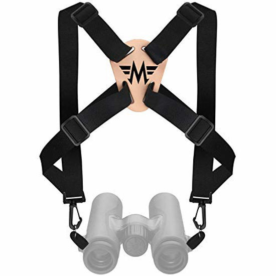 Picture of Binocular Harness Strap, Adjustable Stretchy, Camera Chest Harness with 2 Loop Connectors Cross Shoulder Strap with Quick Release, Fits for Carrying Binocular, Cameras, Rangefinders and More