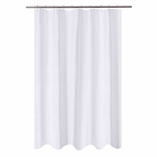 Picture of N&Y HOME Fabric Shower Curtain Liner 54 x 72 inches Bath Stall Size, Hotel Quality, Washable, Water Repellent, White Bathroom Curtains with Grommets, 54x72