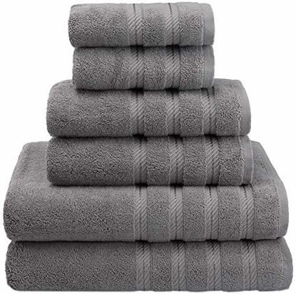 American Soft Linen Washcloth Set 100% Turkish Cotton 4 Piece Face Hand Towels for Bathroom and Kitchen - Rockridge Gray