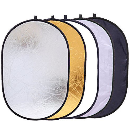 Picture of 5-in-1 Oval Light Reflector 24 x 35 inch (60 x 90cm) Portable Collapsible Photography Studio Photo Camera Lighting Reflectors/Diffuser Kit with Carrying Case