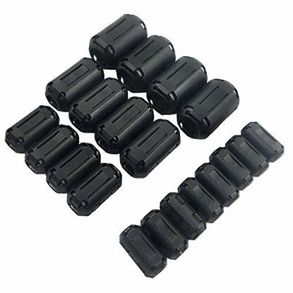 Picture of Jabinco (Pack of 20pcs) Clip-on Ferrite Ring Core RFI EMI Noise Suppressor Cable Clip for 3mm/ 5mm/ 7mm/ 9mm/ 13mm Diameter Cable, Black