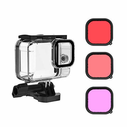 Picture of TELESIN Waterproof Case with 3-Pack Dive Filter for GoPro Hero 9 Black Supports 60M/196FT Underwater Scuba Snorkeling Deep Diving with Red Magenta Filter Bracket Screw Go Pro Accessories