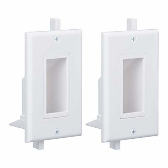 Picture of Wi4You Recessed Wall Plate 2 Pack Decotive Cable Wall Plate with Fly Mounting Wings Bottom Opening for Low Voltage Cable Pass Through WI1009-2