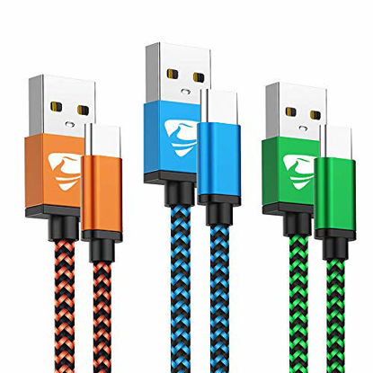 Picture of Type C Cable Fast USB C Charging 6FT 3Pack Power Cord Braided Phone Charger for Samsung Galaxy A10e A10 A11 A20 A21 A41A 51 A50 A71 S10 S21 S20 FE, Moto G7 G Power Stylus G6 Z4, LG K51 Stylo4 5 6 V20