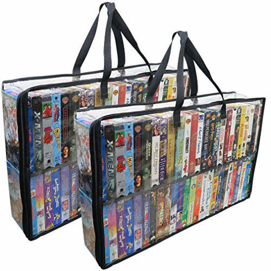 Picture of Evelots VHS Storage Bag-Movie/Video Organizer-Handles-100 Total-No Dust-Set/2