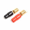 Picture of 2 Pairs Copper Gold Plated 0 Gauge Spade Terminal Crimp Connectors Adapters Crimp Barrier Spades for Speaker Wire Cable Terminal Plug - 0GA (Red and Black)