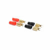 Picture of 2 Pairs Copper Gold Plated 0 Gauge Spade Terminal Crimp Connectors Adapters Crimp Barrier Spades for Speaker Wire Cable Terminal Plug - 0GA (Red and Black)