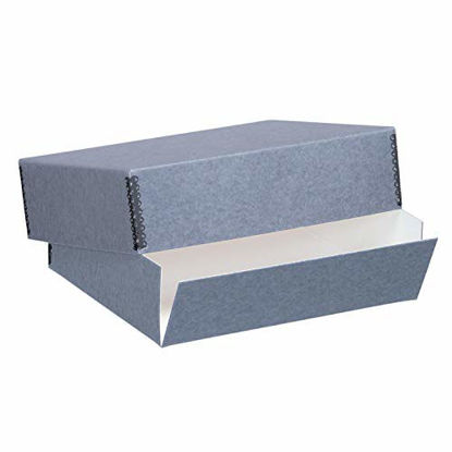 Picture of Lineco Blue/Gray 16 x 20 x 3, Museum Storage Box Removable Lid and Drop Front Design. Archival with Metal Edge. Protect Store Photos, Documents, Crafts, Cards, Prints, DIY