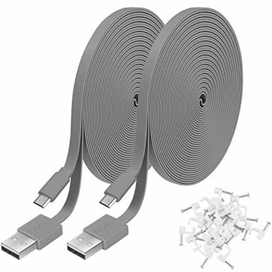 Picture of 2 Pack 10FT Power Extension Cable for WyzeCam, WyzeCam Pan, KasaCam Indoor, NestCam Indoor, Yi Camera, Blink,Cloud Cam, USB to Micro USB Durable Charging and Data Sync Cord (Gray)