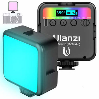 Picture of ULANZI VL49 RGB Video Light w 3 Cold Shoes,Mini Rechargeable LED Camera Light 360° Full Color,Support Magnetic Attraction Portable Photography Light,2500K-9000K Dimmable LED Panel Light w LCD Display