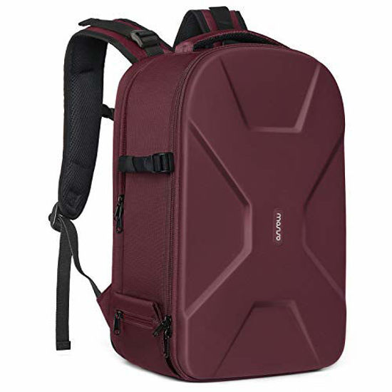 Picture of MOSISO Camera Backpack,DSLR/SLR/Mirrorless Photography Camera Bag 15-16 Inch Waterproof Hardshell Case with Tripod Holder&Laptop Compartment Compatible with Canon/Nikon/Sony/DJI Mavic Drone, Wine Red