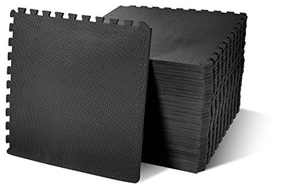 Picture of BalanceFrom Puzzle Exercise Mat with EVA Foam Interlocking Tiles, Black, 1/2 Thick, 144 Square Feet