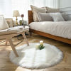 Picture of Ashler Faux Fur White Round Area Rug Indoor Ultra Soft Fluffy Bedroom Floor Sofa Living Room 3 x 3 Feet