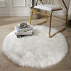 Picture of Ashler Faux Fur White Round Area Rug Indoor Ultra Soft Fluffy Bedroom Floor Sofa Living Room 3 x 3 Feet