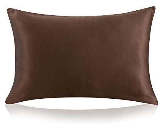 Picture of ZIMASILK 100% Mulberry Silk Pillowcase for Hair and Skin Health,with Hidden Zipper,Both Side 19 Momme Silk,1pc (Standard 20''x26', Chocolate)