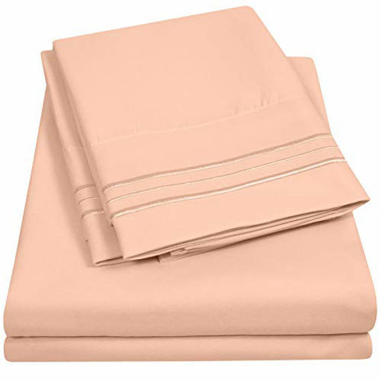 Picture of 1500 Supreme Collection Extra Soft King Sheet Set, Peach - Luxury Bed Sheet Set with Deep Pocket Wrinkle Free Hypoallergenic Bed Sheets, King Size, Peach