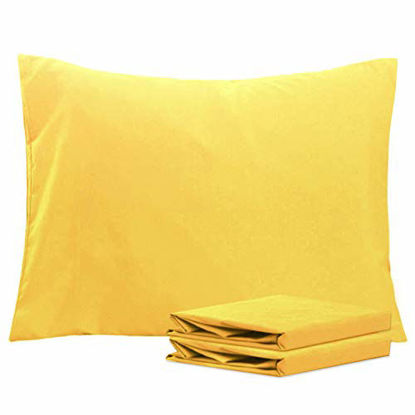 Picture of NTBAY Standard Pillowcases Set of 2, 100% Brushed Microfiber, Soft and Cozy, Wrinkle, Fade, Stain Resistant with Envelope Closure, 20 x 26 Inches, Yellow