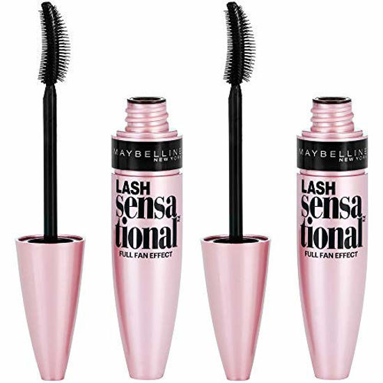 Picture of Maybelline Lash Sensational Washable Mascara Makeup, Volumizing, Lengthening, Full-Fan Effect, Blackest Black, 0.32 Fl Oz, 2 Count